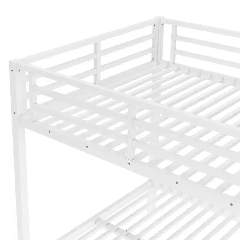 Letto a castello in metallo Full-over-Full – Struttura in acciaio resistente, spazio contenitore sotto il letto, nero e bianco