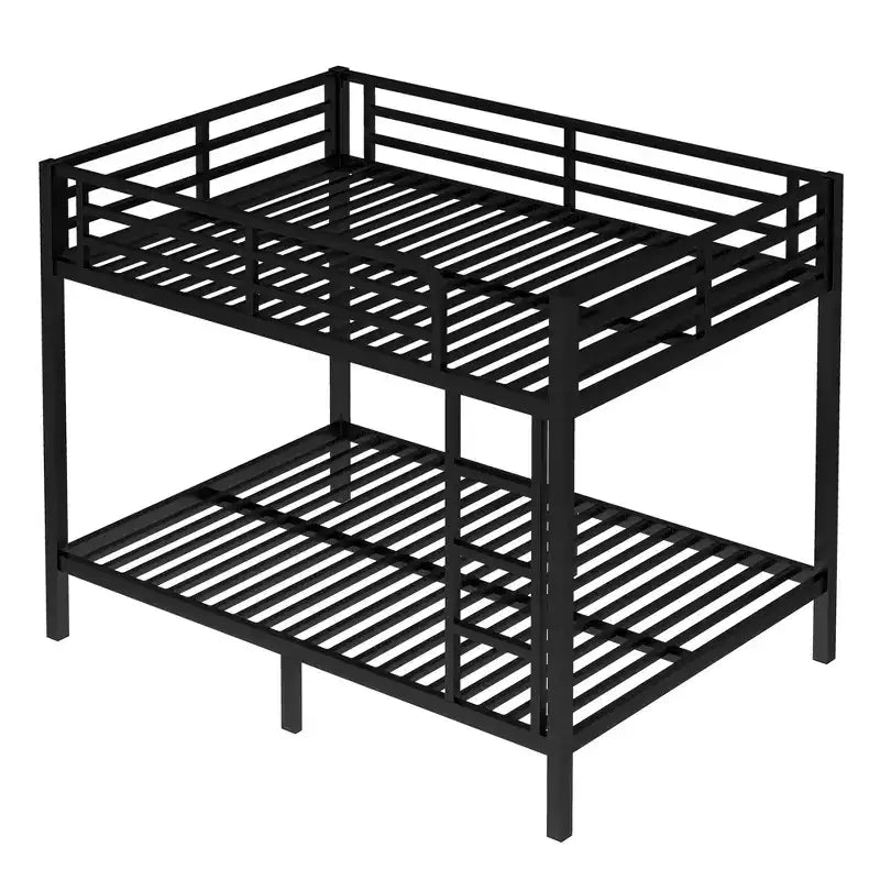 Full over Full Metal Bunk Bed – Heavy-Duty Steel Frame, Under-Bed Storage, Black & White