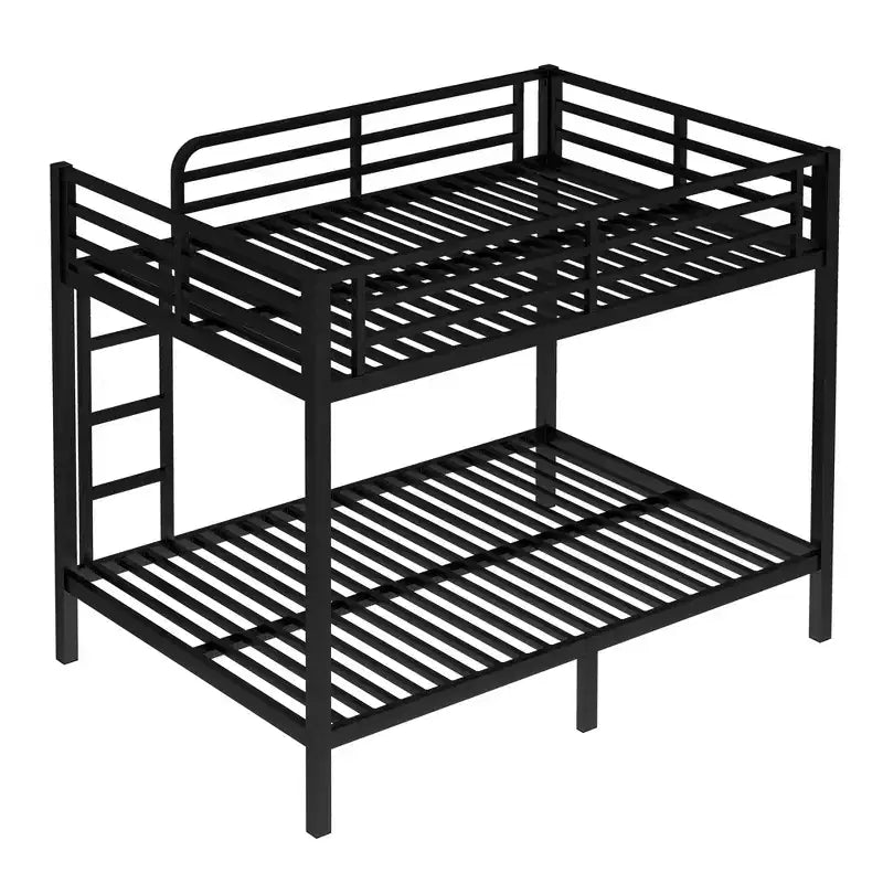 Letto a castello in metallo Full-over-Full – Struttura in acciaio resistente, spazio contenitore sotto il letto, nero e bianco