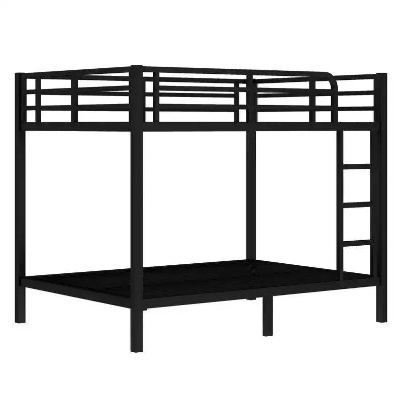 Letto a castello in metallo Full-over-Full – Struttura in acciaio resistente, spazio contenitore sotto il letto, nero e bianco