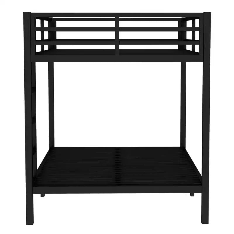 Letto a castello in metallo Full-over-Full – Struttura in acciaio resistente, spazio contenitore sotto il letto, nero e bianco