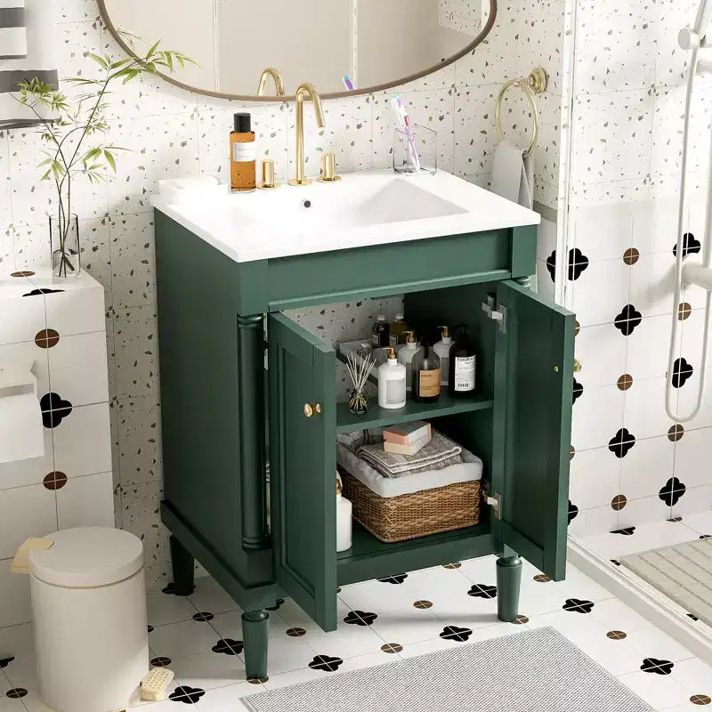Mobile Bagno da 60 cm con Lavandino e Mobiletto Contenitore