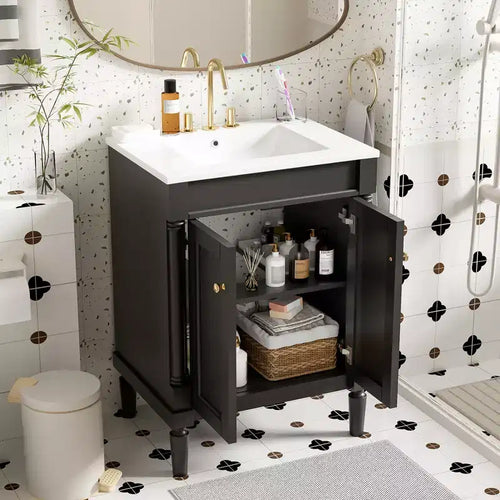 Mobile Bagno da 60 cm con Lavandino e Mobiletto Contenitore