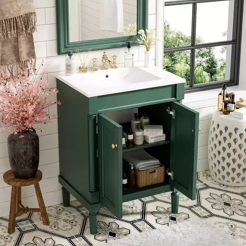 Mobile Bagno da 60 cm con Lavandino e Mobiletto Contenitore