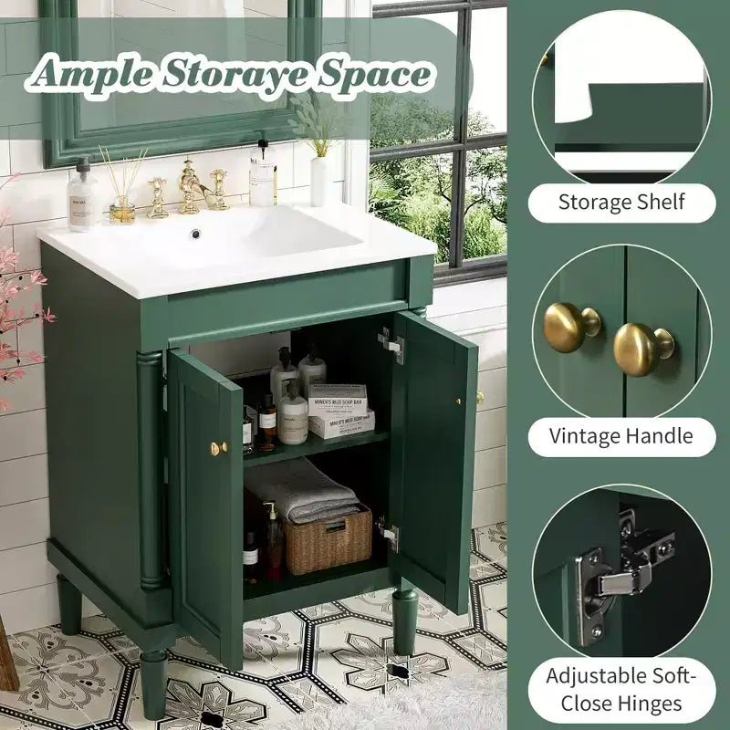 Mobile Bagno da 60 cm con Lavandino e Mobiletto Contenitore