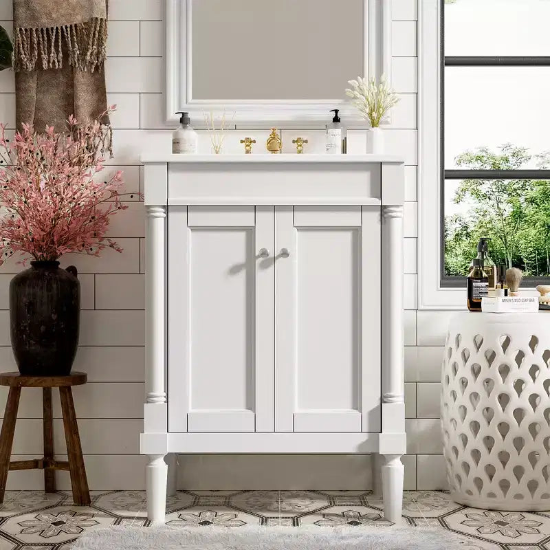 Mobile Bagno da 60 cm con Lavandino e Mobiletto Contenitore