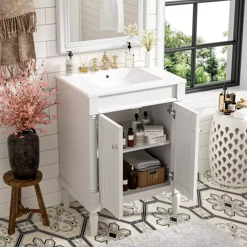 Mobile Bagno da 60 cm con Lavandino e Mobiletto Contenitore