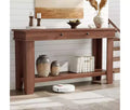 Console Table with 2 Drawers & Open Storage Shelf, 54 Inch Long Sofa Table Industrial-Style Hallway Table, with Storage Shelf