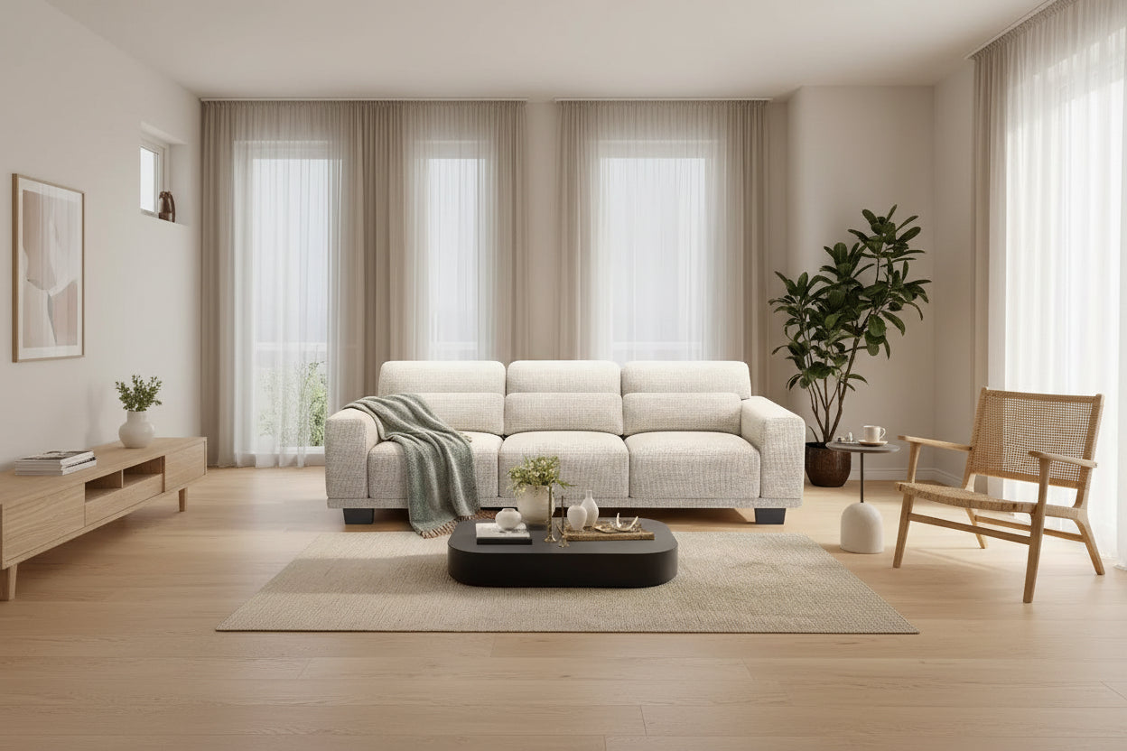 89 inch living room sofa, 3-seater sofa with wide armrests and deep seats, comfortable 3-layer sofa, sofa with detachable and washable lid