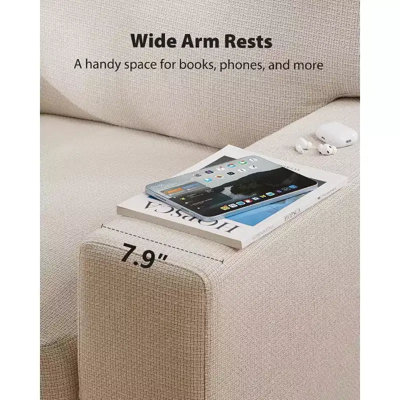 3-Seater Sofa with Wide Armrests, Deep Seats, and Removable Washable Covers