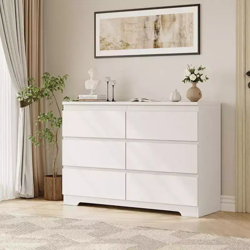 6-Drawer Dresser with Farmhouse Style, 47 Inch Wide