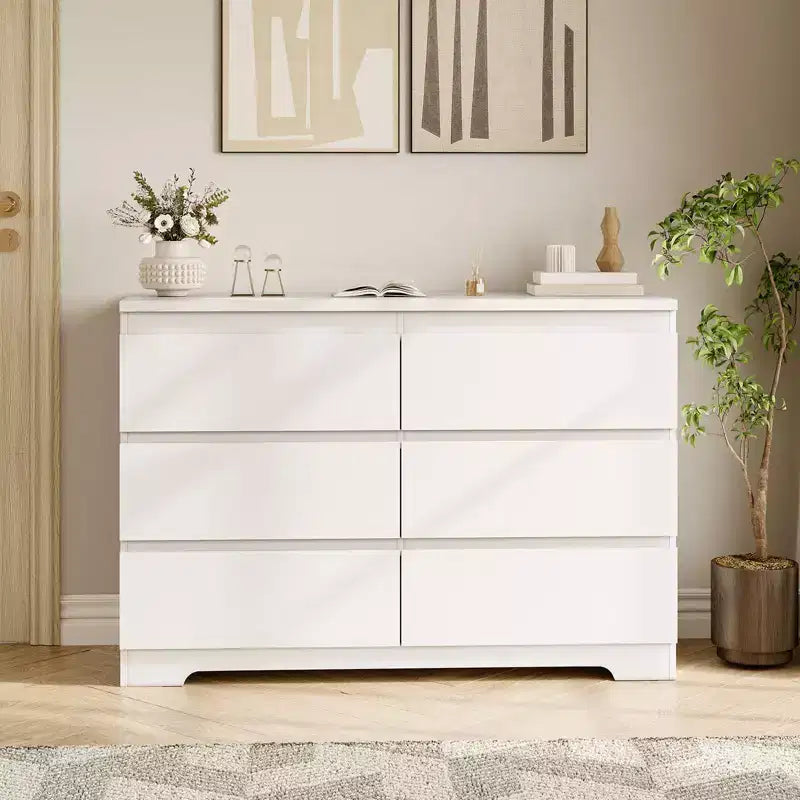 6-Drawer Dresser with Farmhouse Style, 47 Inch Wide