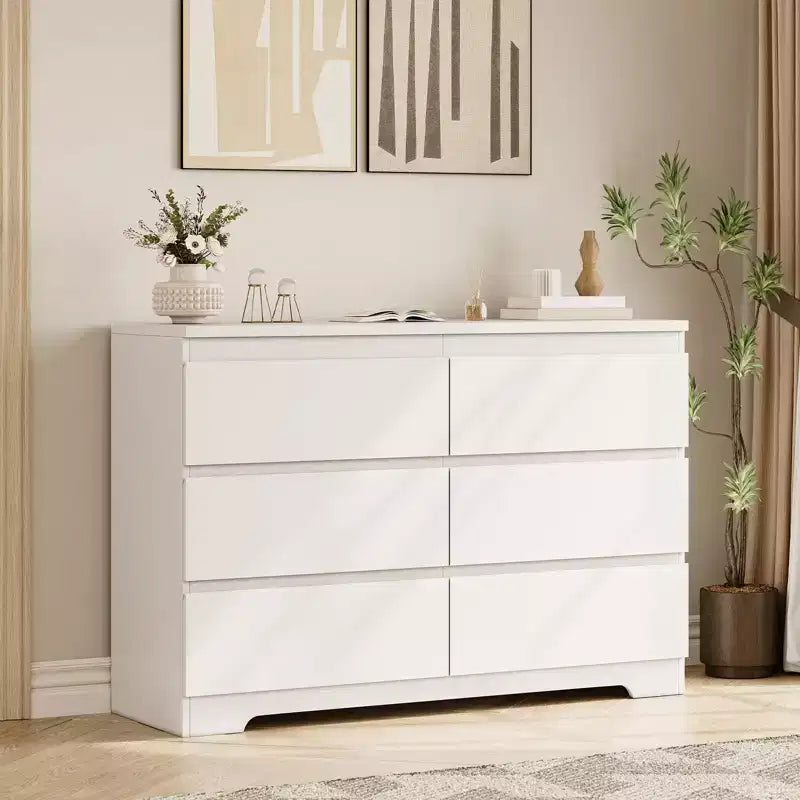 6-Drawer Dresser with Farmhouse Style, 47 Inch Wide