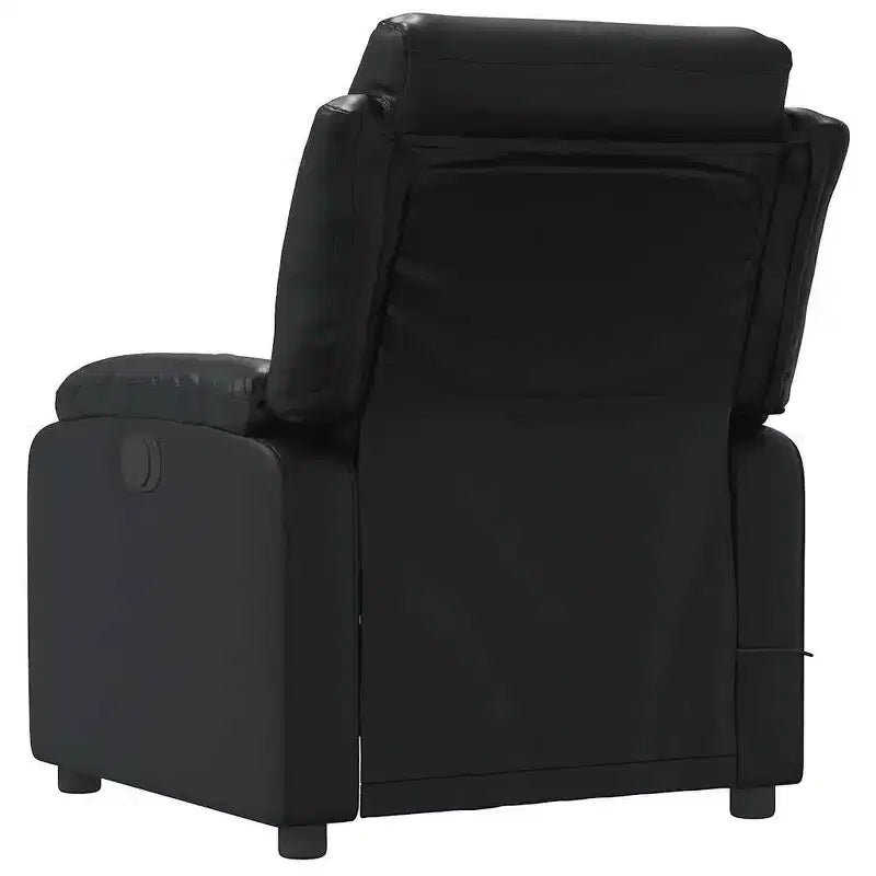 Massage Recliner Chair – Black Faux Leather, Manual Push-Back, 6-Point Vibration Massage