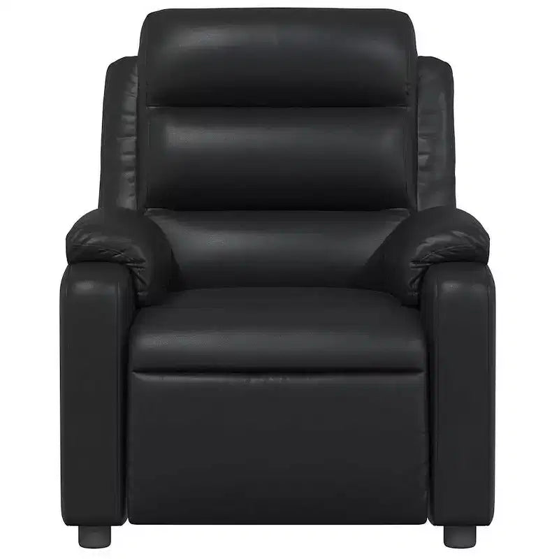 Massage Recliner Chair – Black Faux Leather, Manual Push-Back, 6-Point Vibration Massage