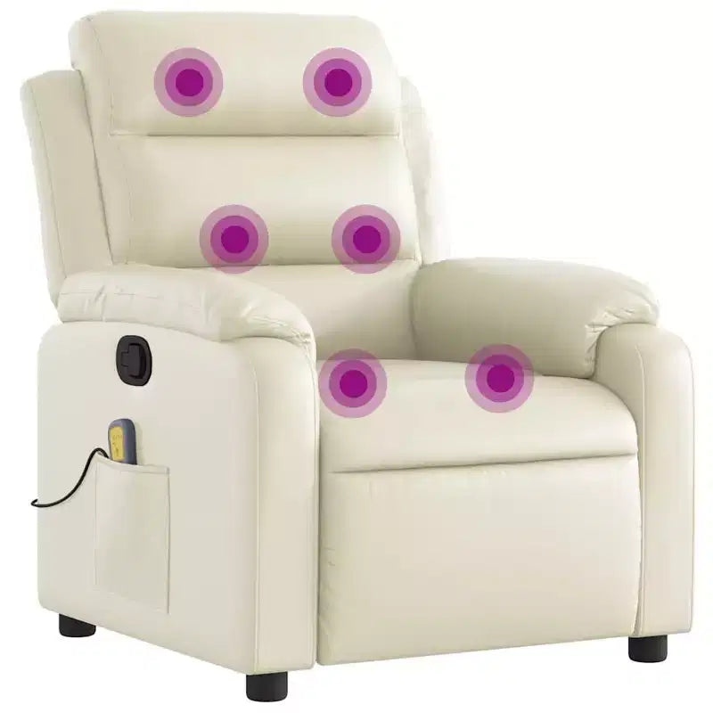 Massage Recliner Chair – Black Faux Leather, Manual Push-Back, 6-Point Vibration Massage