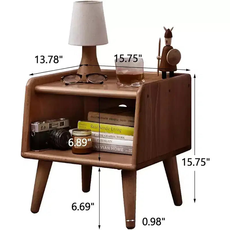 Comodino quadrato con vano a giorno – 40,6 cm A x 40,6 cm L x 35,5 cm P, MDF, Finitura lucida