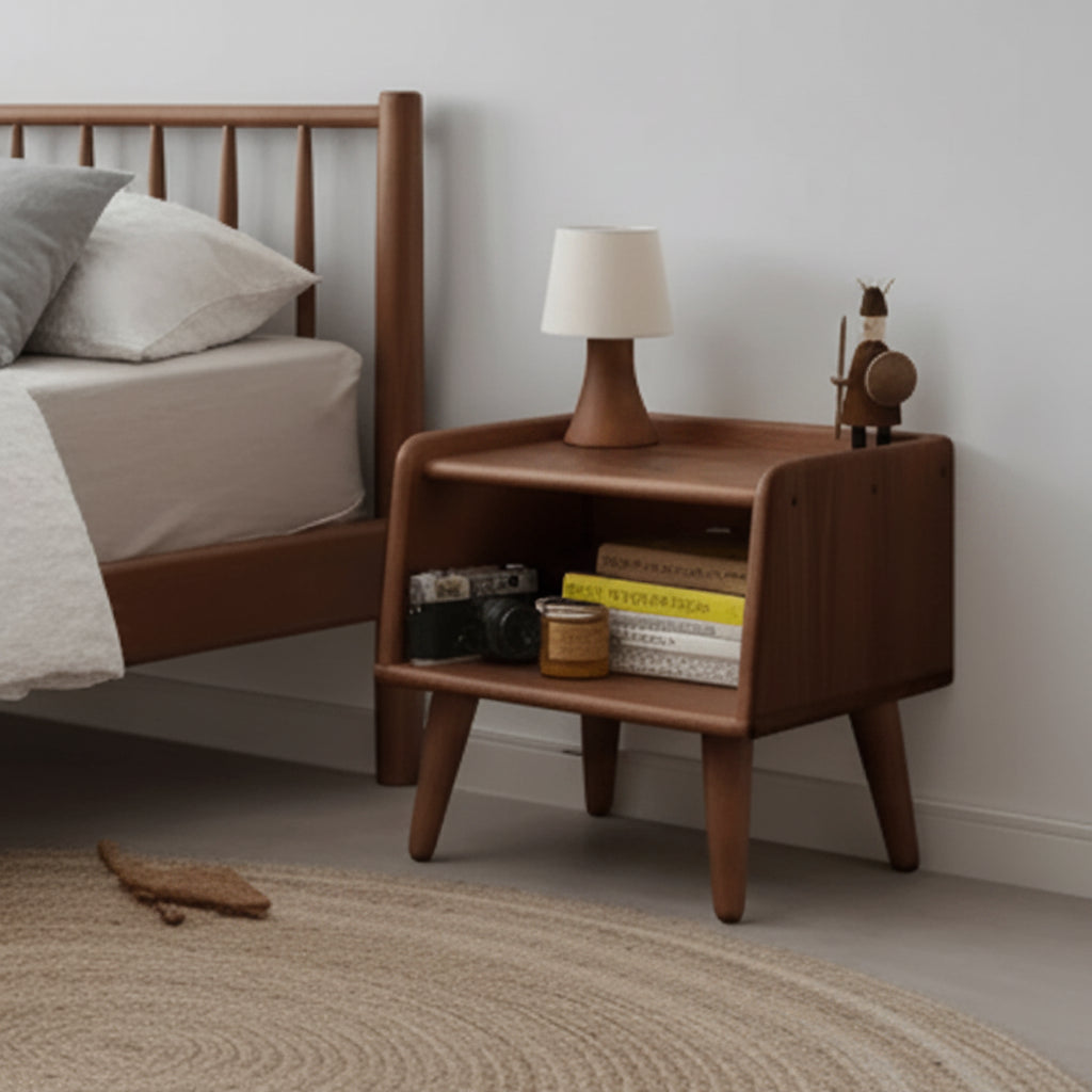 Comodino quadrato con vano a giorno – 40,6 cm A x 40,6 cm L x 35,5 cm P, MDF, Finitura lucida