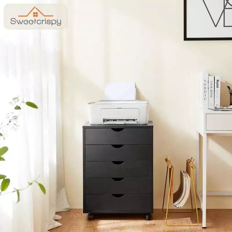 Mobile Filing Cabinet with Wooden Drawers & Wheels – 25.3"Hx18.7"Wx15.7"D, MDF
