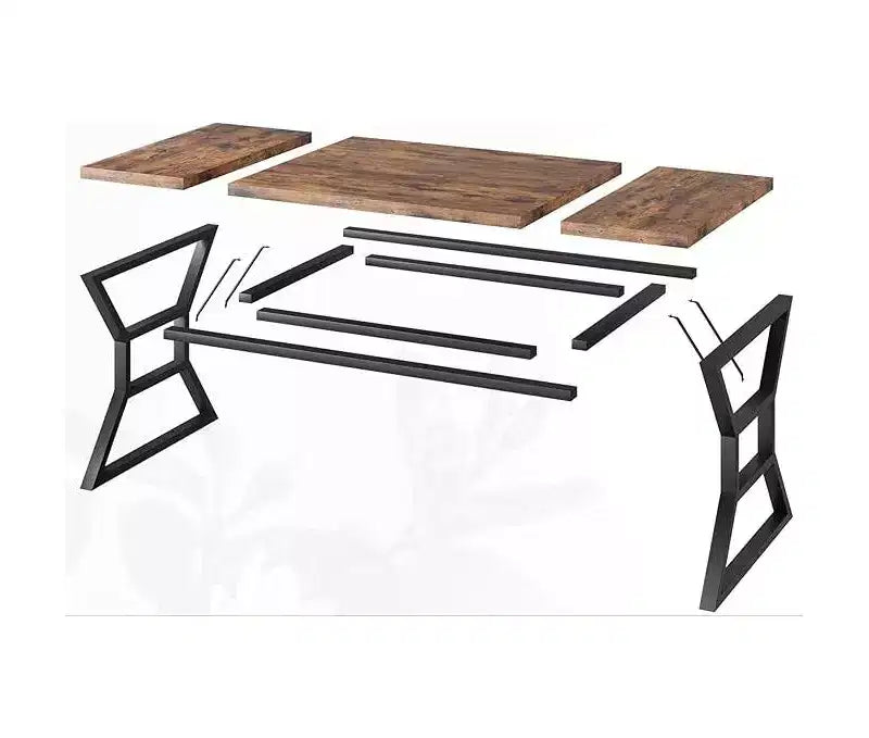 Rectangular Dining Table with Waist Detail – Engineered Wood Top, Metal Legs, Seats 6, 70.9"Wx29.5"Dx29.3"H
