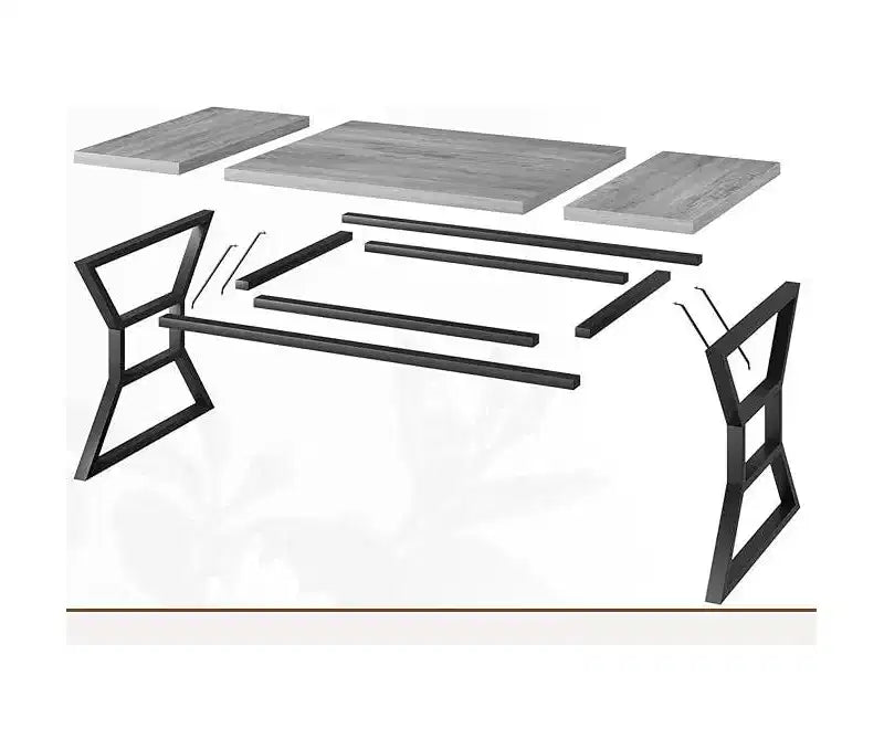 Tavolo da Pranzo Rettangolare con Dettaglio "Vita" – Piano in Legno Ingegnerizzato, Gambe in Metallo, 6 Posti, 180 cm L x 75 cm P x 74,5 cm H