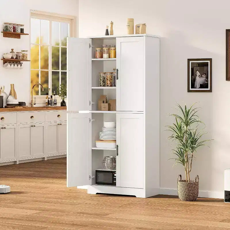 178cm Tall Kitchen Pantry Cabinet with 4 Doors & Adjustable Shelves – Modern Storage Organizer