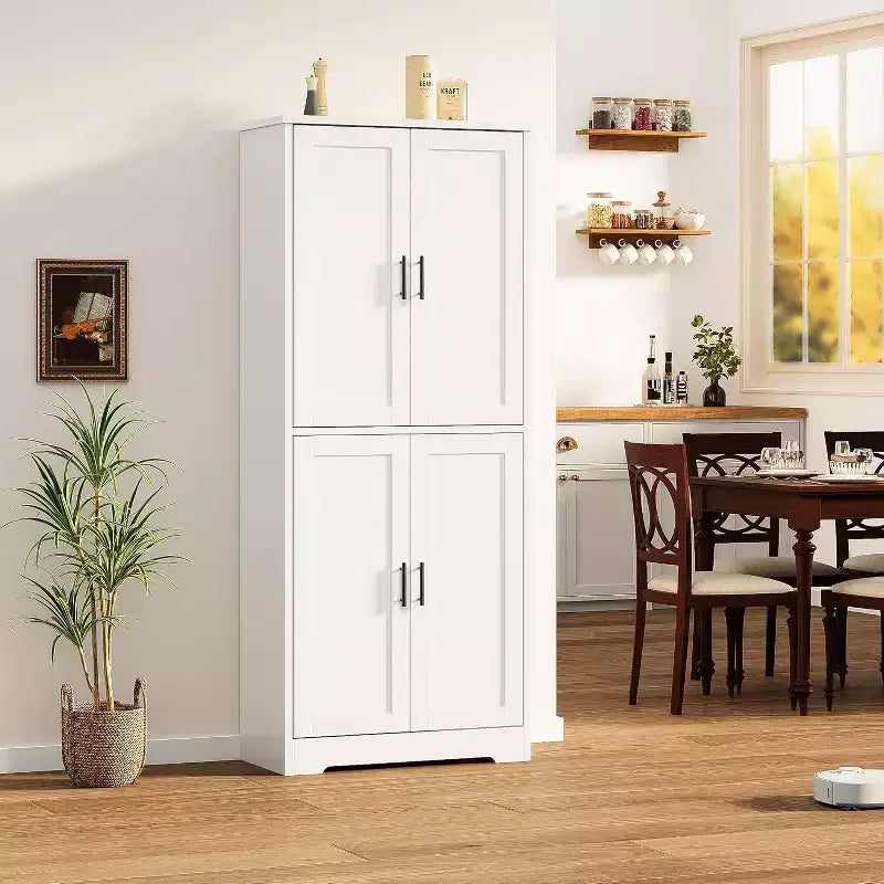 178cm Tall Kitchen Pantry Cabinet with 4 Doors & Adjustable Shelves – Modern Storage Organizer