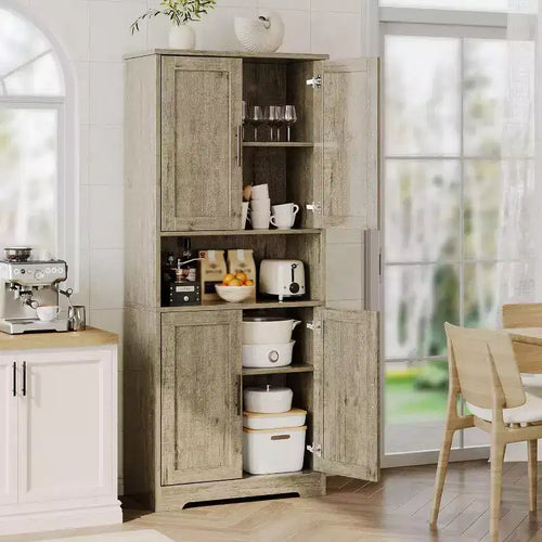 178cm Tall Kitchen Pantry Cabinet with 4 Doors & Adjustable Shelves – Modern Storage Organizer