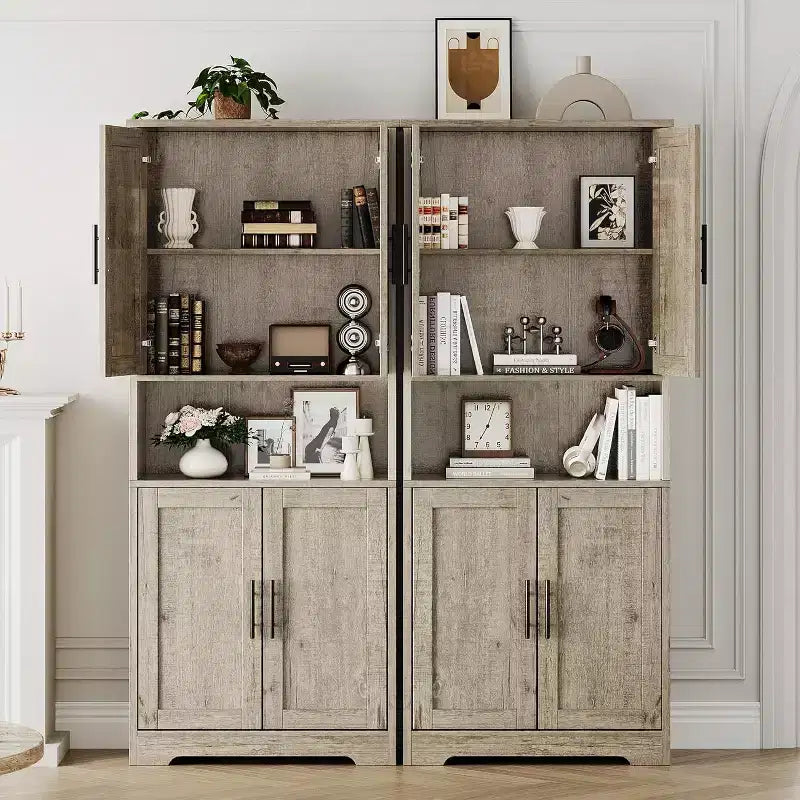178cm Tall Kitchen Pantry Cabinet with 4 Doors & Adjustable Shelves – Modern Storage Organizer