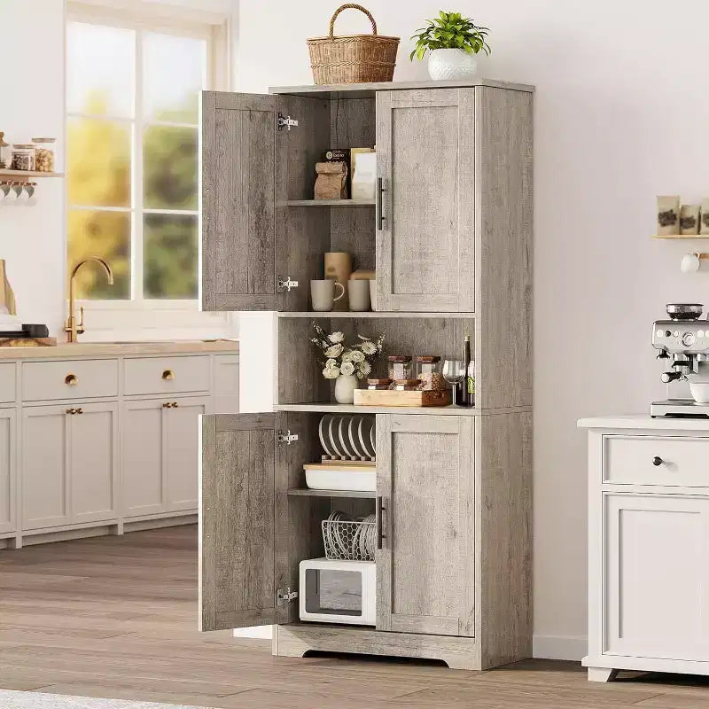 178cm Tall Kitchen Pantry Cabinet with 4 Doors & Adjustable Shelves – Modern Storage Organizer