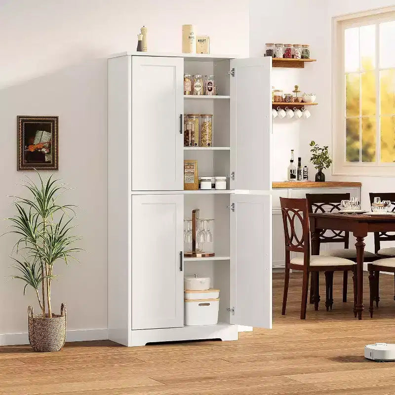178cm Tall Kitchen Pantry Cabinet with 4 Doors & Adjustable Shelves – Modern Storage Organizer