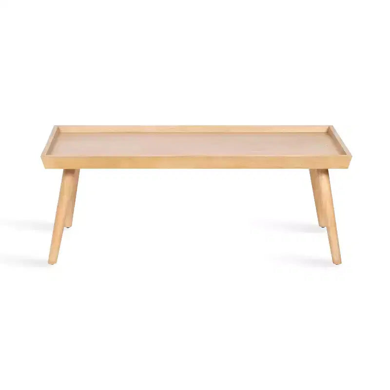 Mid-Century Rectangle Wood Coffee Table – 46"x22"x17", Natural MDF with Wood Veneer Top