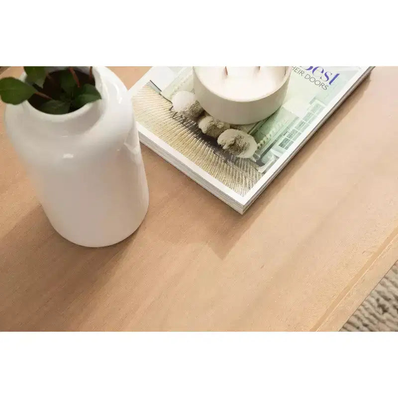 Mid-Century Rectangle Wood Coffee Table – 46"x22"x17", Natural MDF with Wood Veneer Top