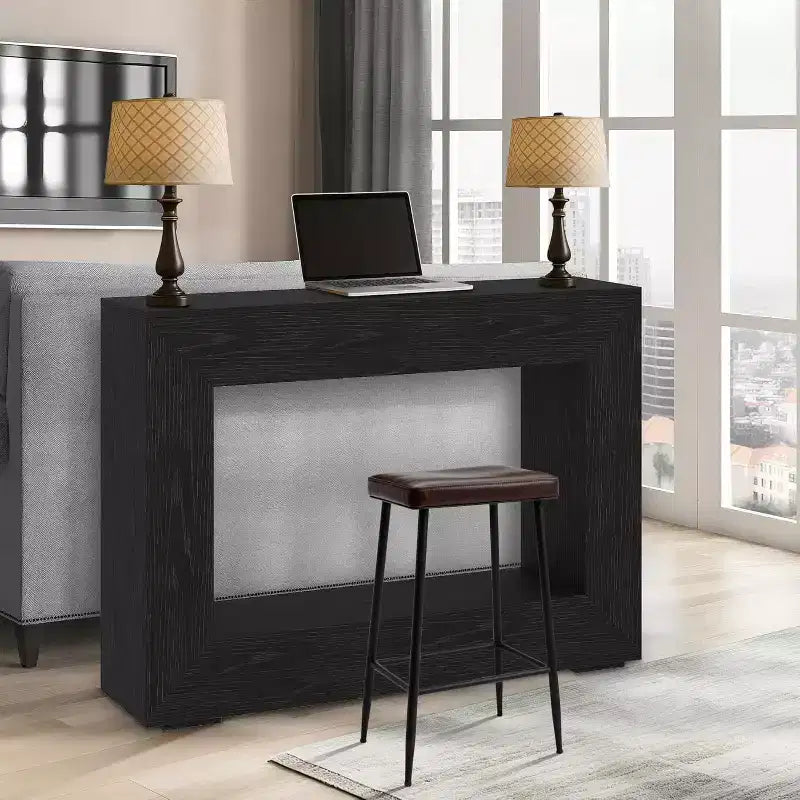 Tavolo Consolle 47" – Legno Massello con Dettagli in Metallo, 120 cm L x 30 cm P x 84 cm H
