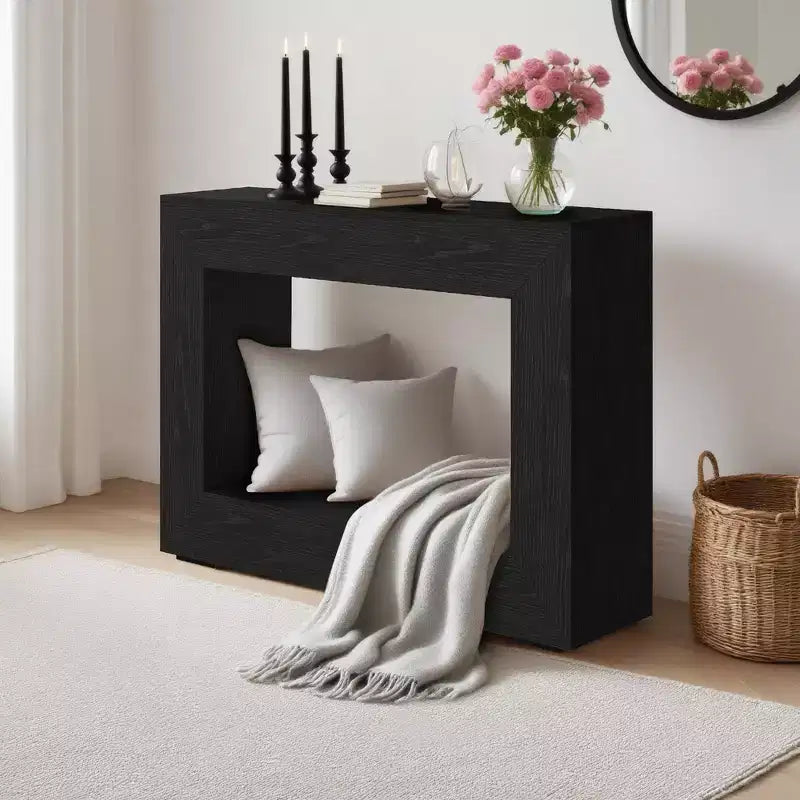 Tavolo Consolle 47" – Legno Massello con Dettagli in Metallo, 120 cm L x 30 cm P x 84 cm H
