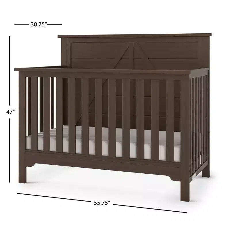 Culla convertibile 4 in 1 per neonati – In legno di pino, con materasso regolabile, si trasforma in letto per bambino/adulto