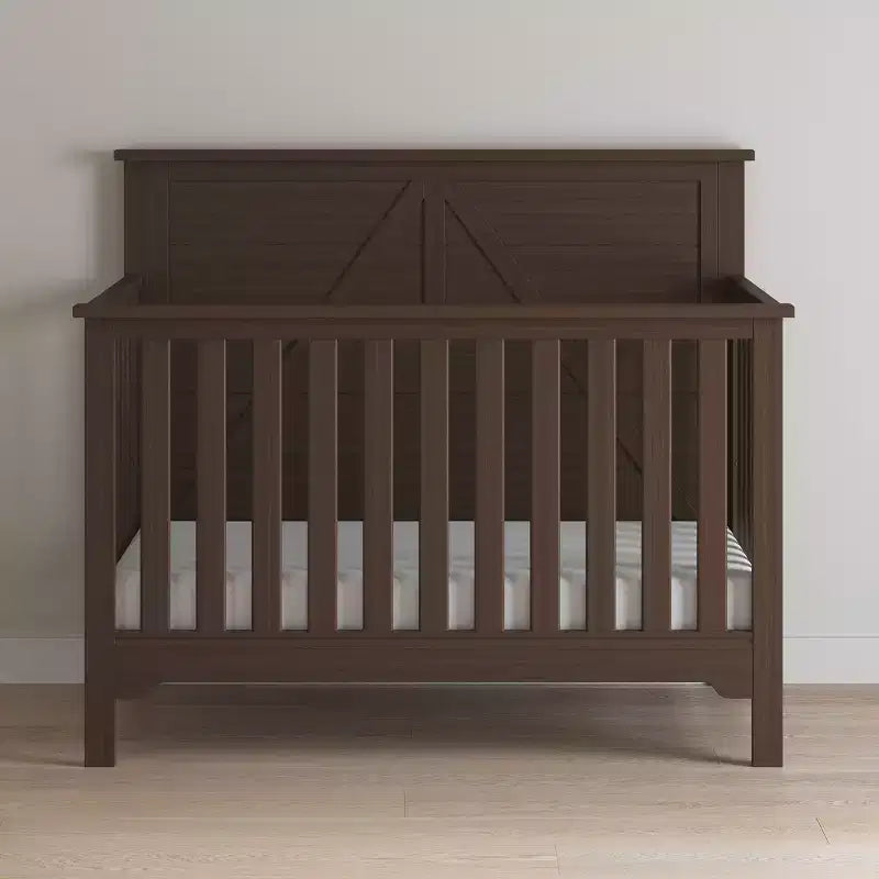 Culla convertibile 4 in 1 per neonati – In legno di pino, con materasso regolabile, si trasforma in letto per bambino/adulto