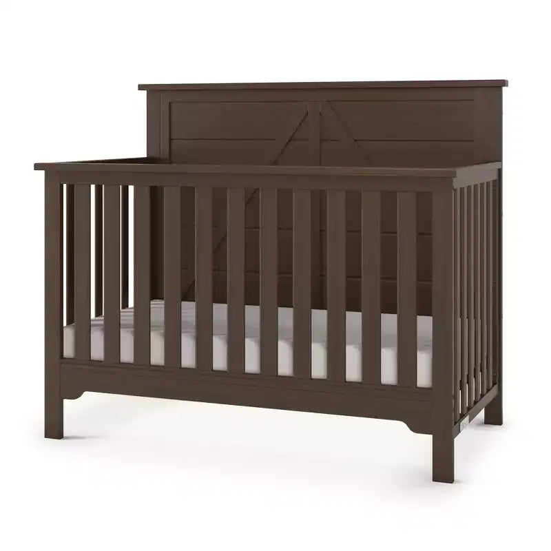 Culla convertibile 4 in 1 per neonati – In legno di pino, con materasso regolabile, si trasforma in letto per bambino/adulto