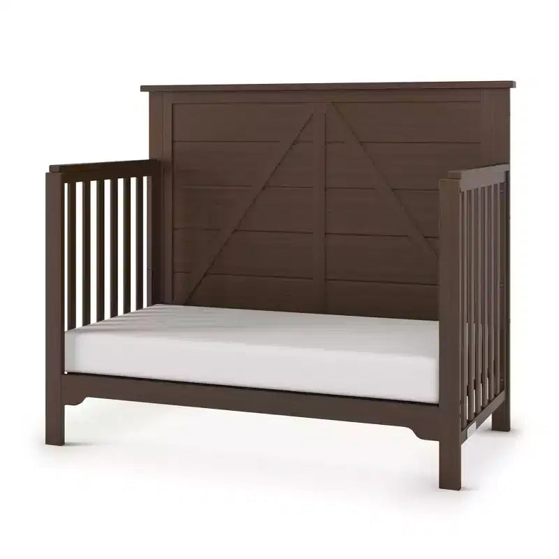 Culla convertibile 4 in 1 per neonati – In legno di pino, con materasso regolabile, si trasforma in letto per bambino/adulto