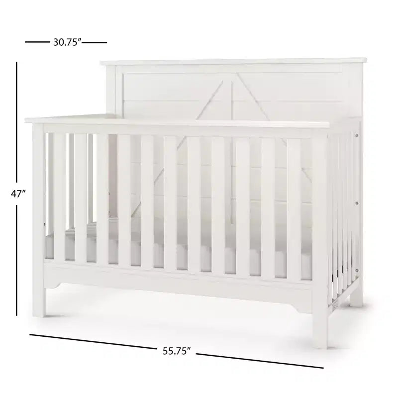 Culla convertibile 4 in 1 per neonati – In legno di pino, con materasso regolabile, si trasforma in letto per bambino/adulto