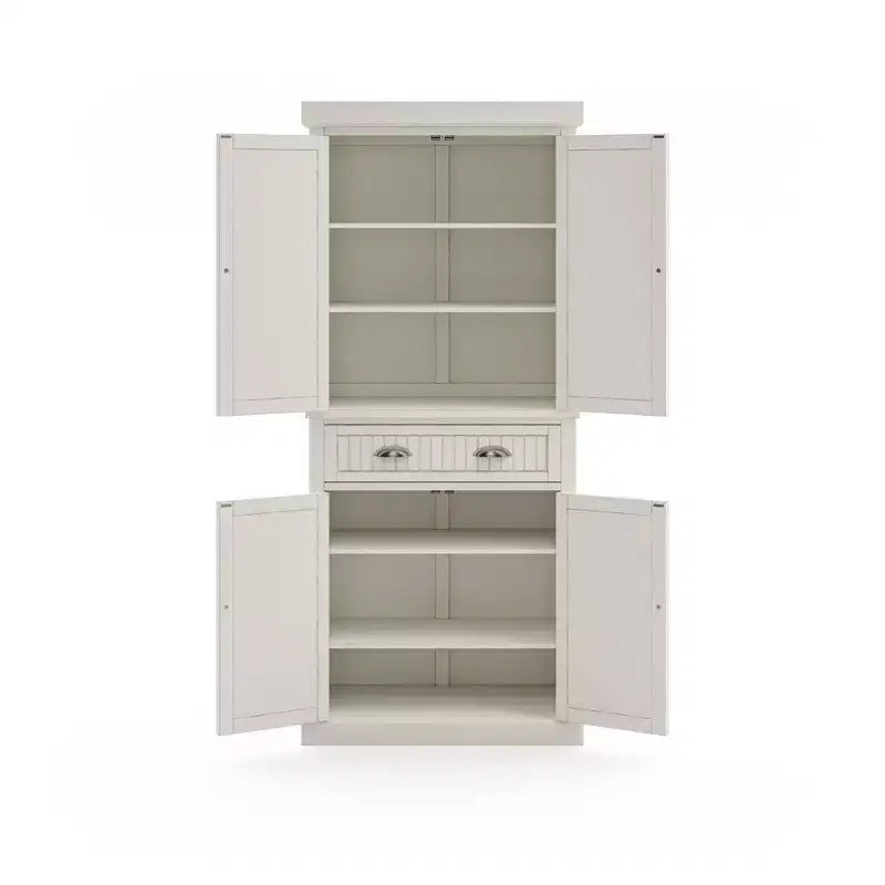 Mobile credenza dispensa da cucina, stile nautico costiero – bianco sporco, 183 cm (A) x 76 cm (L) x 41 cm (P), legno massello, 4 ante, 1 cassetto