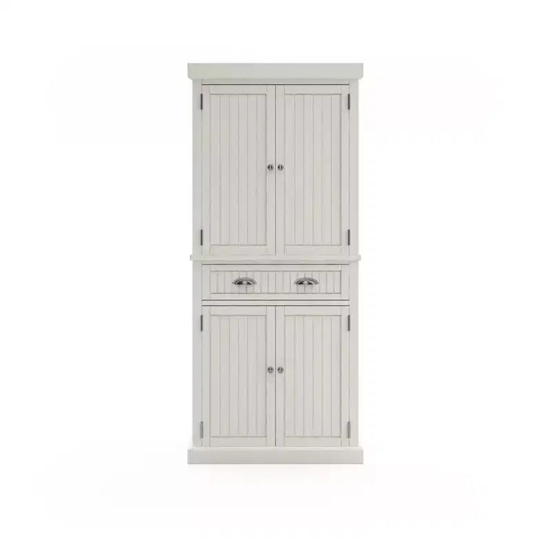 Mobile credenza dispensa da cucina, stile nautico costiero – bianco sporco, 183 cm (A) x 76 cm (L) x 41 cm (P), legno massello, 4 ante, 1 cassetto