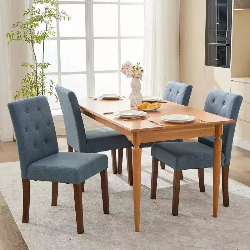 Set di 6/4 sedie da pranzo Parsons con bottoni trapuntati - Sedie da cucina imbottite in tessuto con gambe in legno e sedili imbottiti - Mobili per soggiorno e cucina