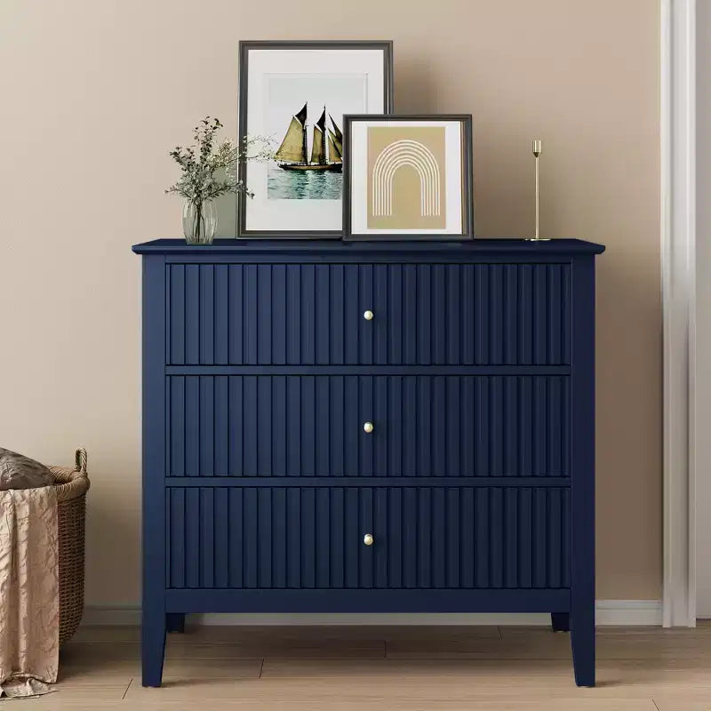 Cassettiera Heynemo a 3 Cassetti, Comodino in Legno Verniciato Alto 76 cm con Contenitore, Ampio Cassettone Moderno con Guide a Sfera