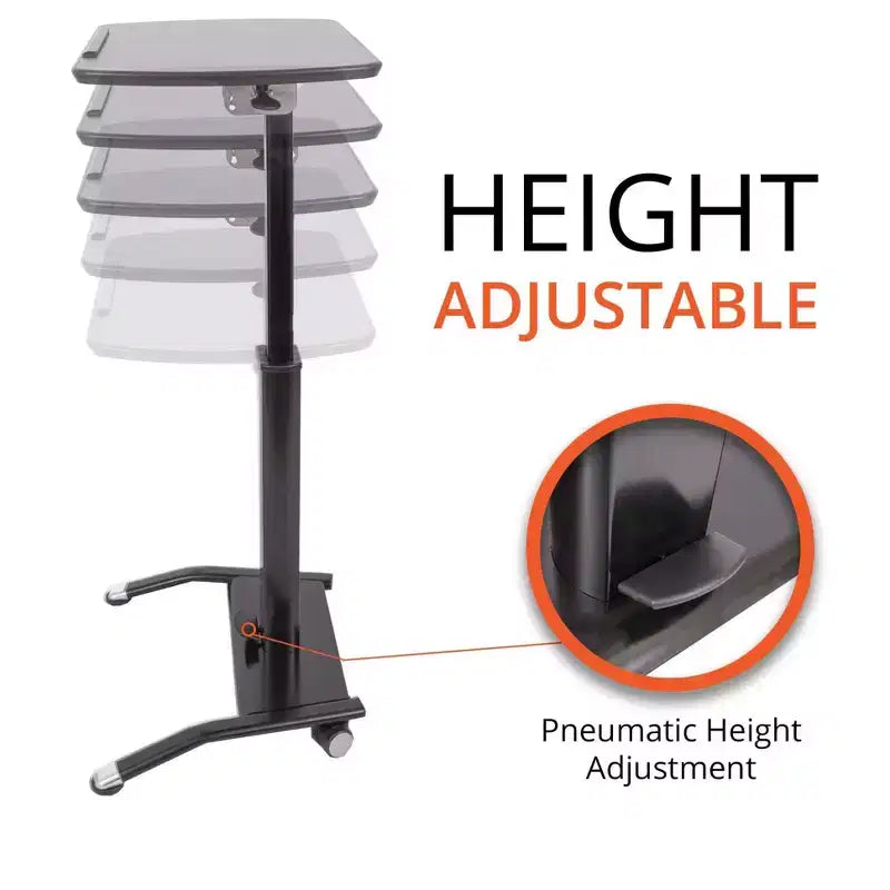 Leggio/podio per laptop e oratore ad altezza regolabile pneumaticamente con inclinazione – 64,8 cm L, 71,1–108 cm H