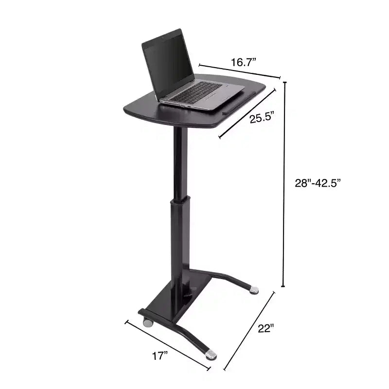 Leggio/podio per laptop e oratore ad altezza regolabile pneumaticamente con inclinazione – 64,8 cm L, 71,1–108 cm H