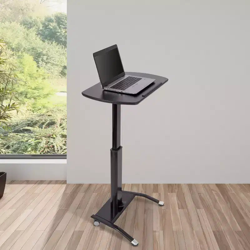 Leggio/podio per laptop e oratore ad altezza regolabile pneumaticamente con inclinazione – 64,8 cm L, 71,1–108 cm H