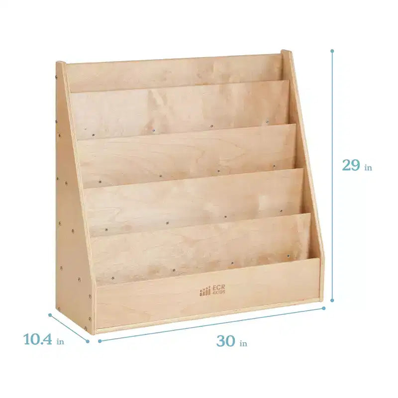 Single-Sided Classroom Book Display with 9 Shelves & Storage – Birch Plywood