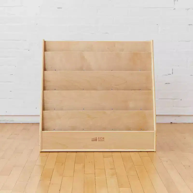 Single-Sided Classroom Book Display with 9 Shelves & Storage – Birch Plywood