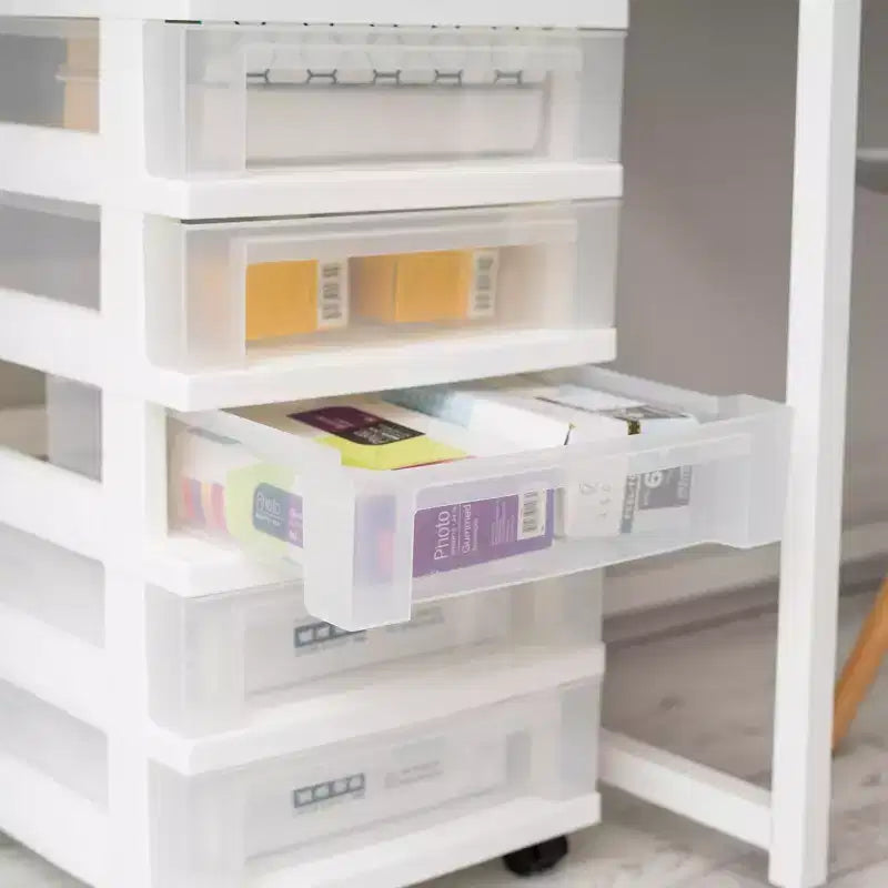 Carrello portaoggetti a 6 cassetti con piano organizer – Plastica bianca, 14.25"x12.05"x25.94"